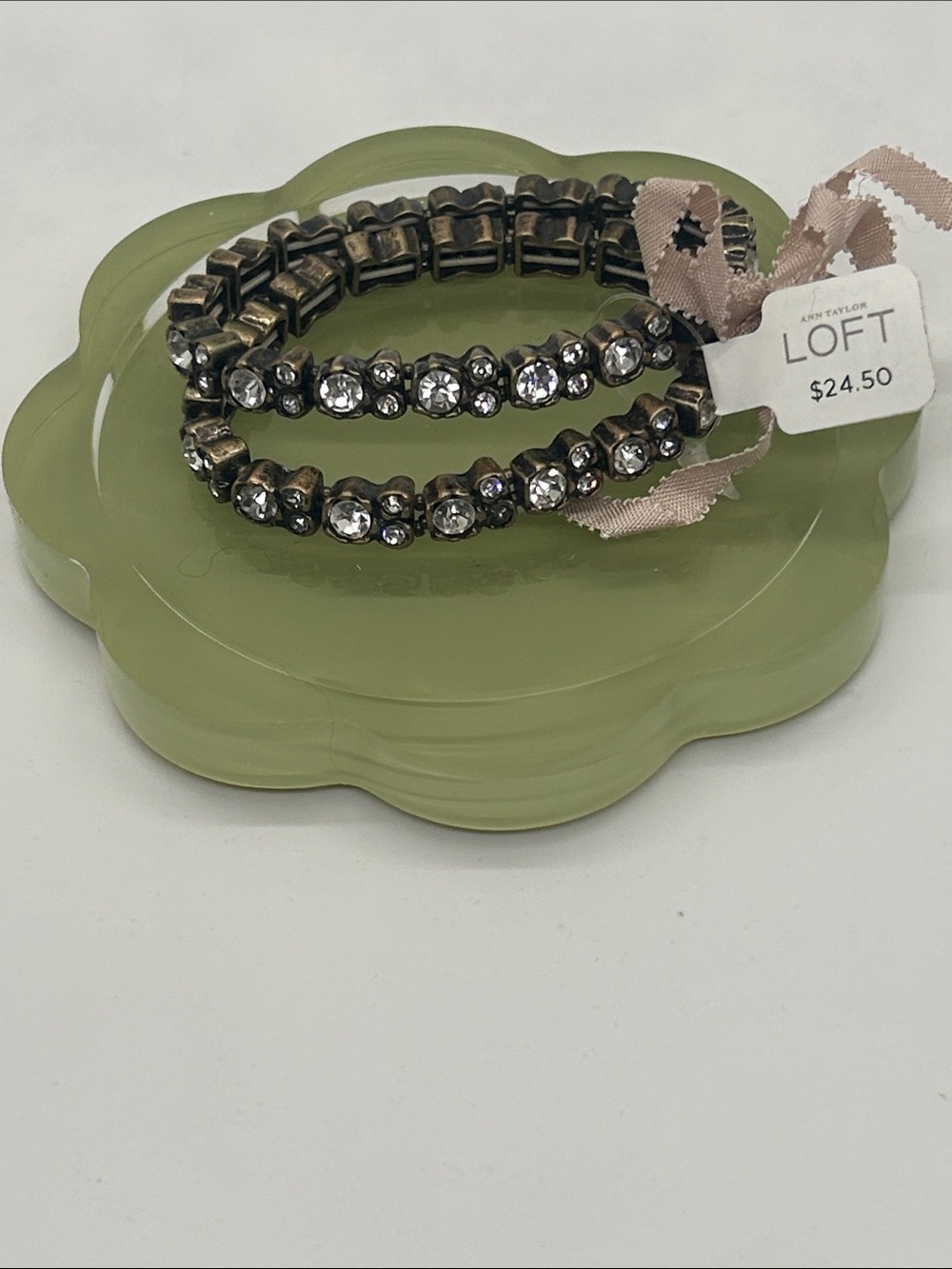 LOFT Antique Gold-Tone Rhinestone Stretch Bracelet Set